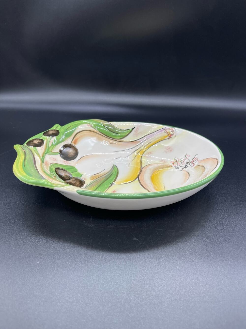 Clay Art San Francisco Olives & Garlic Ceramic Serving Dish 9” x 6”